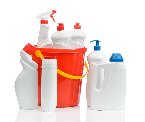 istock composition of white cleaners with red bucket 136376555