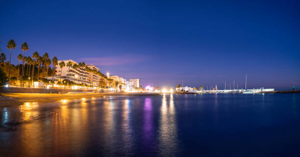 istock Marbella sunset beach in Playa del Faro Lighthouse beach in Mala 1363766057