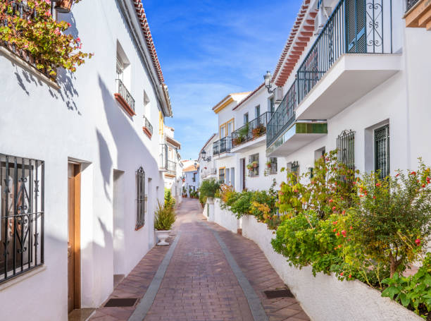 Benalmadena village old town casco antiguo in Costa del Sol of Benalmadena village old town casco antiguo in Costa del Sol of Malaga in Andalusia Spain Casco stock pictures, royalty-free photos & images