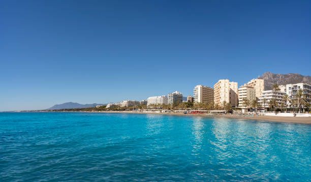 Marbella beach, Playa de la Fontanilla downtown beach in Malaga province Costa del Sol of andalusia in spain