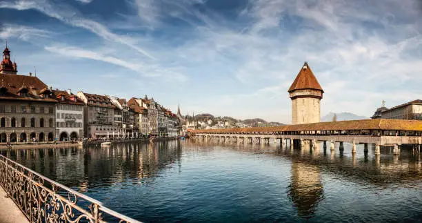 Photo of LUCERNE, SWITZERLAND, The beautiful landscape of the Kapellbrücke bridge