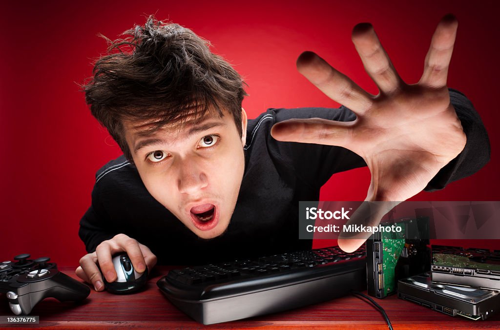 Computador Jogador de videojogo - Royalty-free Adolescência Foto de stock