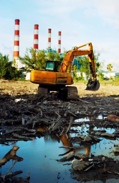 istock Vertical Color Photograph of Deforestation Destruction & Pollution 136376790