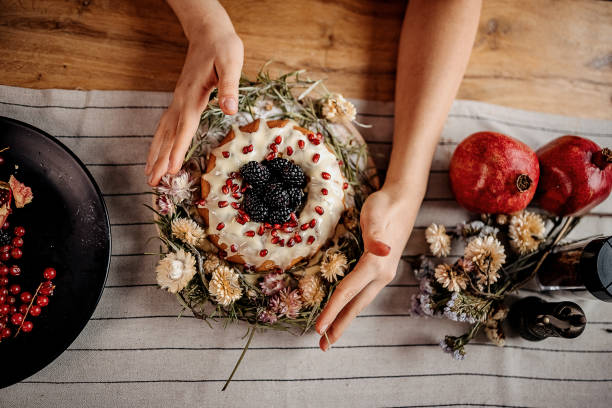 istock Beautifully decorated kugelhopf cake on a table 1363769013