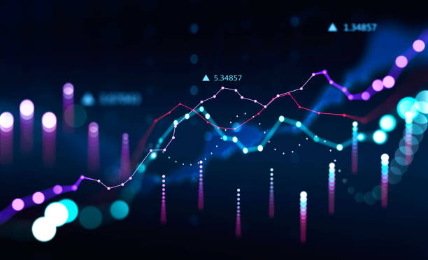 istock Graph stock market with rising lines and numbers 1363769492