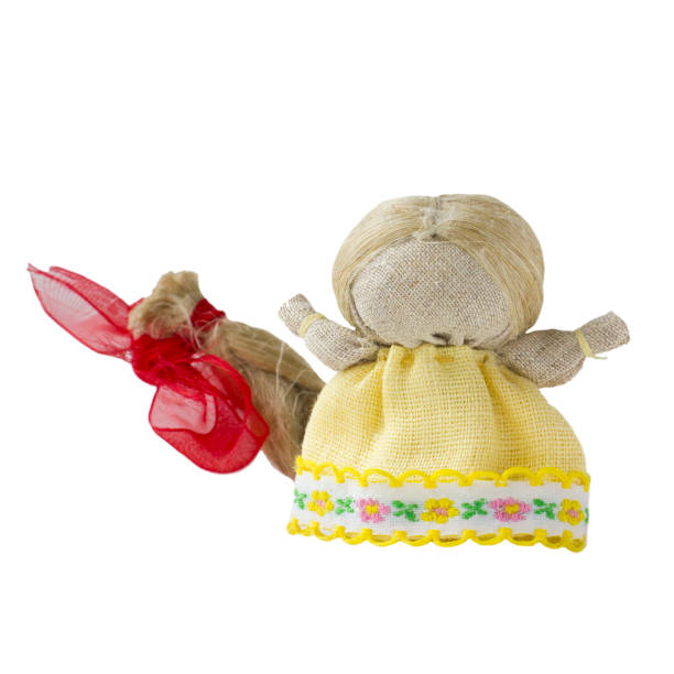 istock Handmade textile doll isolated on white background. 1363771387