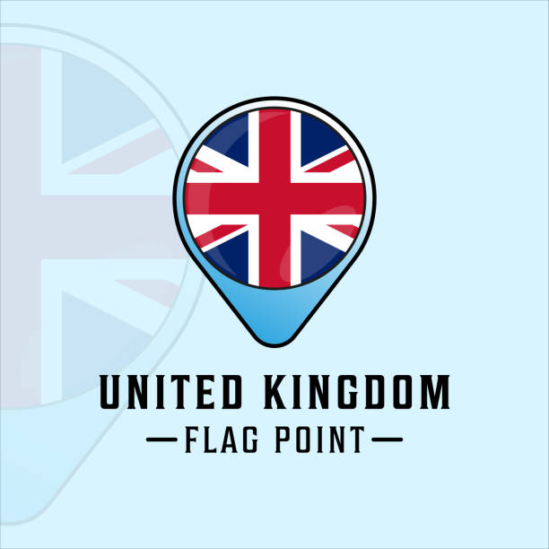 ilustrações, clipart, desenhos animados e ícones de flag point reino unido logotipo vetor ilustração ícone design gráfico ícone. mapas localização sinal ou símbolo britânico - flag british flag england push button