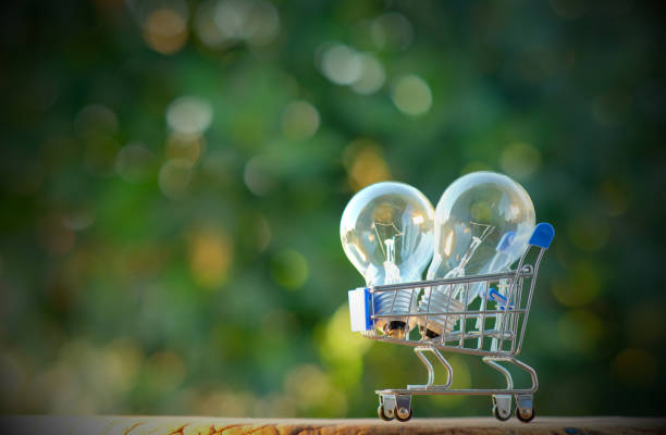 istock Light bulb in trolley, idea innovation and inspiration concept, new technology in the future 1363773266