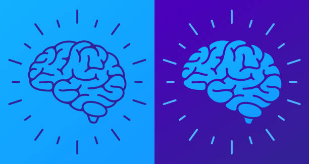 human brain thinking intelligence symbol and icon - brain stock illustrations