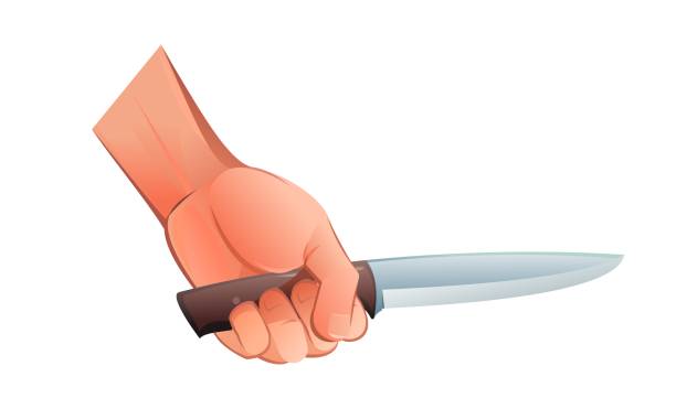 Hand With Knife Blow From Below Object Isolated On White Background Funny  Cartoon Style Vector Stock Illustration - Download Image Now - iStock