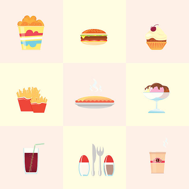 Fast Food Icons vector art illustration