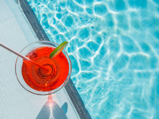 istock Beautiful glass with a refresh cocktail. Top view 1363789883