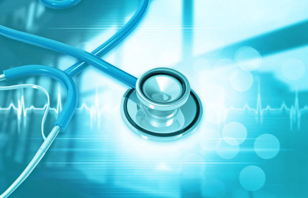 istock Stethoscope on medical background. 3d illustration 1363792877