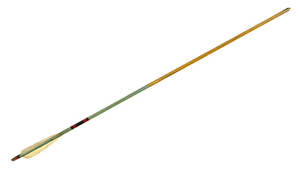 istock Old Wooden Target Arrow Isolated On White 136379391