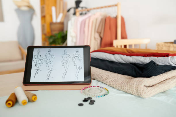 istock Tablet Computer with Fashion Sketches 1363794613
