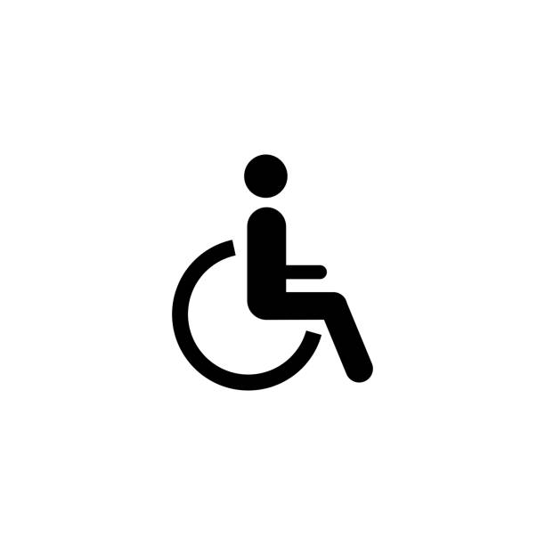 bildbanksillustrationer, clip art samt tecknat material och ikoner med disabled wheelchair icon. flat invalid icon for medical design. - paraplegisk