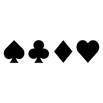 Black suits playing cards icon on white background. Royal suits playing cards icon. Playing card.