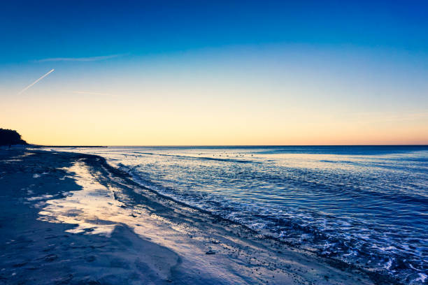 Sunset at open deep water.