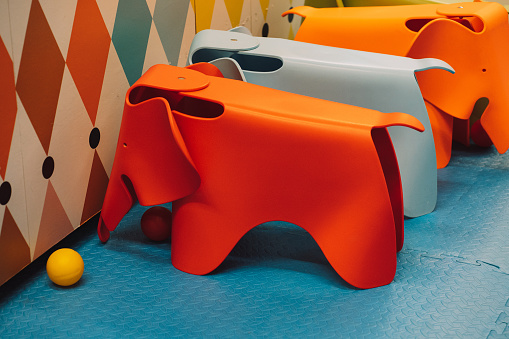 Photo of a chair in the shape of an elephant in the children's center