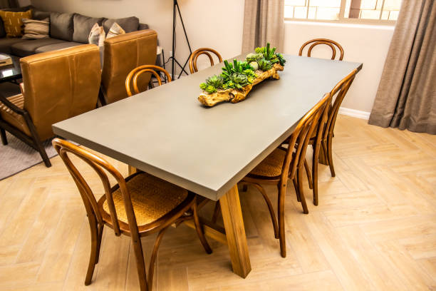 istock Oblong Wooden Dining Area Table With Chairs 1363800237