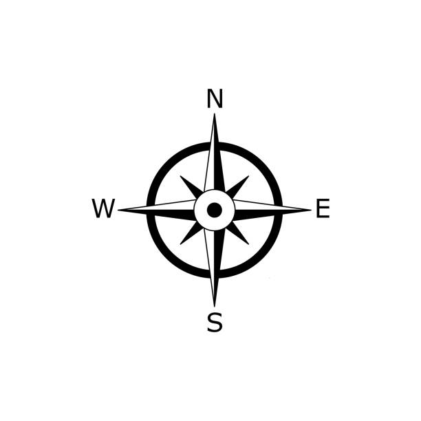 kompass-vektorsymbol im flachen stil auf weißem hintergrund. symbol, logo-illustration. - compass compass rose north direction stock-grafiken, -clipart, -cartoons und -symbole