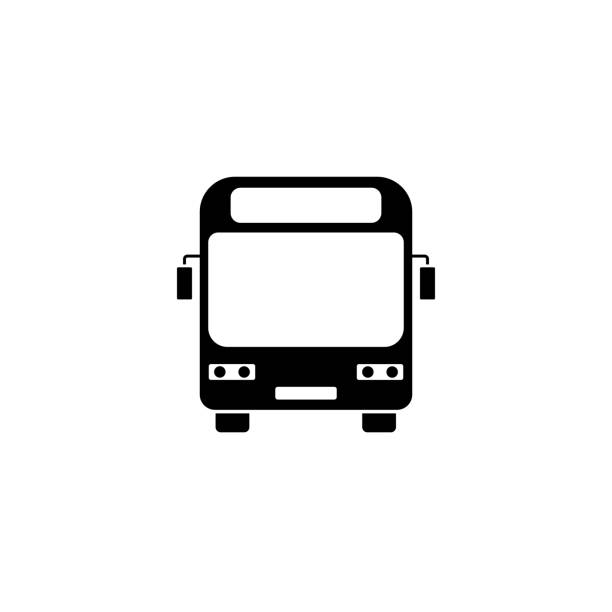 bus-vektor-symbol für web-hintergrund-design. silhouette vektor flache illustration. - tour bus stock-grafiken, -clipart, -cartoons und -symbole