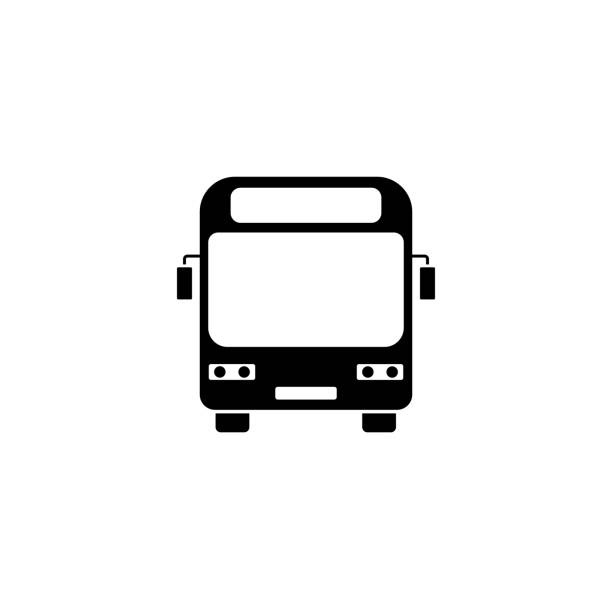 ilustraciones, imágenes clip art, dibujos animados e iconos de stock de icono vectorial de bus para diseño de fondo web. ilustración plana vectorial de silueta. - transporte escolar