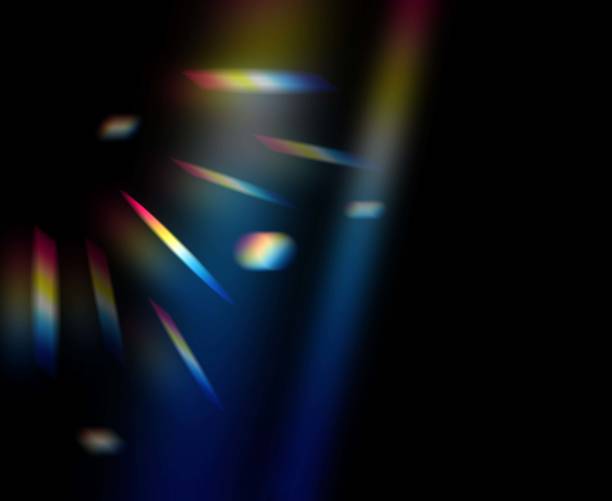 Beautiful rainbow light refraction, prism effect overlay Beautiful rainbow light refraction, prism effect overlay art transparent prism stock illustrations