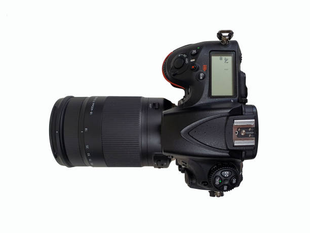 istock Digital camera with tele lens, professional isolated on white 1363810038