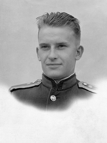 USSR - CIRCA 1956: Portrait of a cadet of Soviet troops, Krasnodar, USSR, circa 1956.