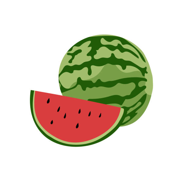 illustrazioni stock, clip art, cartoni animati e icone di tendenza di anguria fresca affettata. - watermelon