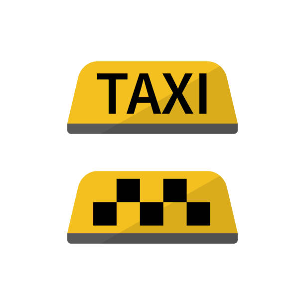노란색 택시 자동차 지붕 벡터 아이콘. 밝은 배경에 노란색 택시 지붕모형. - new york city stock illustrations