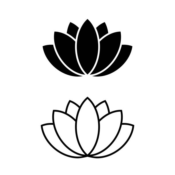Lotus vector icon on white background. Yoga symbol. Simple icon. Floral background. Lotus vector icon on white background. Yoga symbol. Simple icon. Floral background. lotus flower stock illustrations