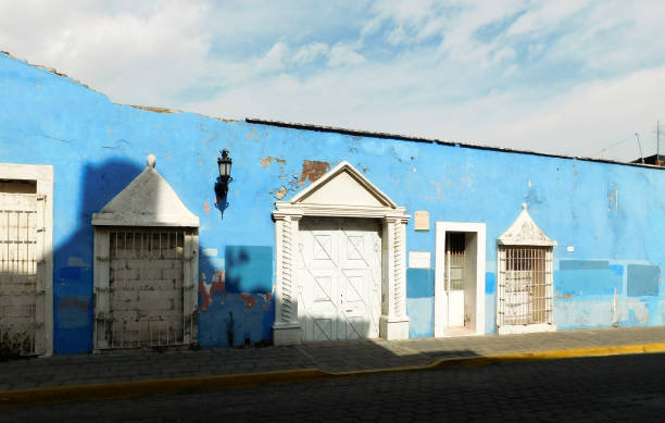istock Blue house in a tipical mexican little town 1363825171