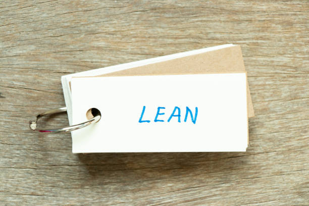 istock Flash card with handwriting word lean on wood background 1363825263