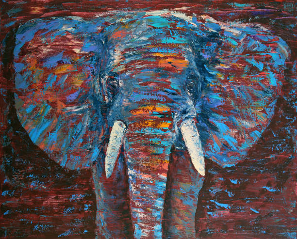 художественная живопись слона - backgrounds elephant illustration and painting india stock illustrations