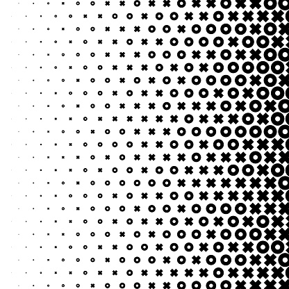 xo - in grid horizontal gradient in black on white
