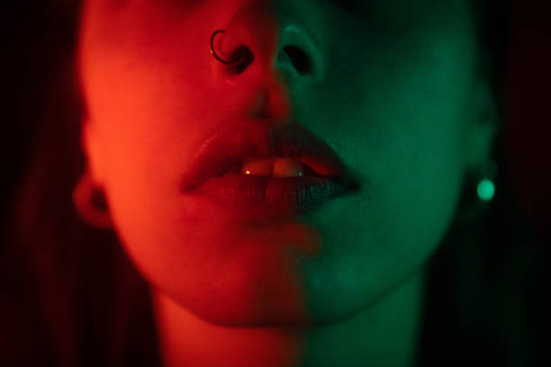 istock Part of woman's face. Woman's lips and nose 1363830594