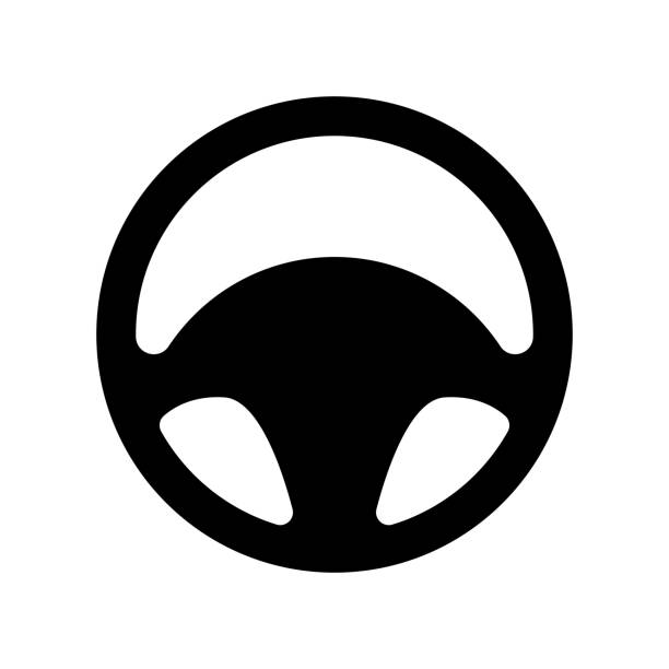 흰색 배경에 스티어링 휠 아이콘 벡터. 자동차 바퀴. - steering wheel car symbol control stock illustrations