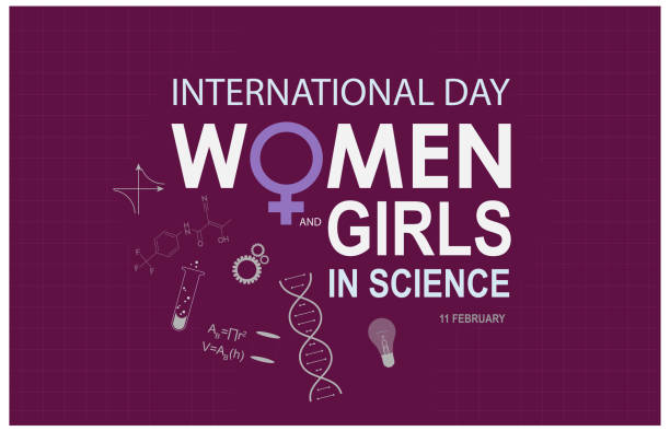 ilustraciones, imágenes clip art, dibujos animados e iconos de stock de día internacional de la mujer y la niña en la ciencia. - little girls