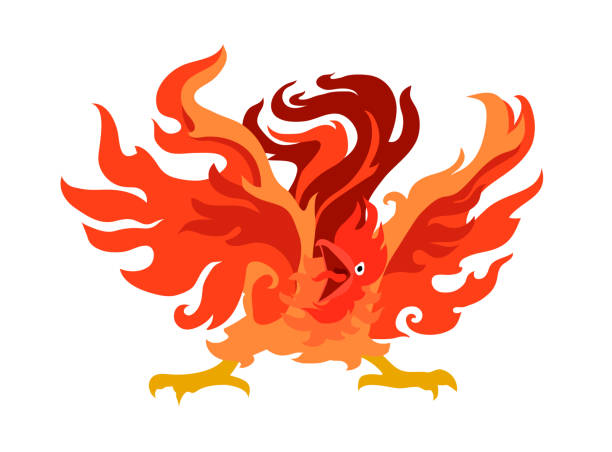 istock Angry red rooster, a fiery demon, a symbol of disaster. 1363840620