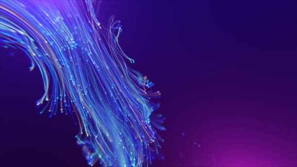 istock 3d illustration of abstract shiny blue design elements on purple background. 1363841877