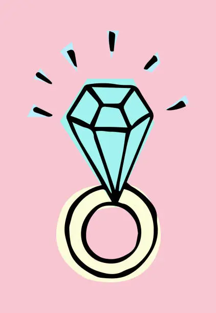 Vector illustration of A ring with a diamond.