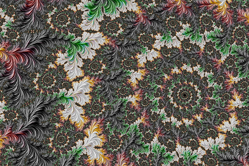 High resolution abstract fractal, which patterns remind those of a forest, as seen from above.