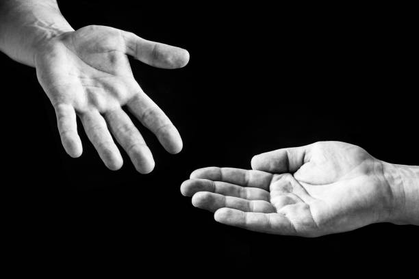istock Hands begging for help. Empty hand isolated. Charity symbol gesture background. Man asking for money. 1363846874