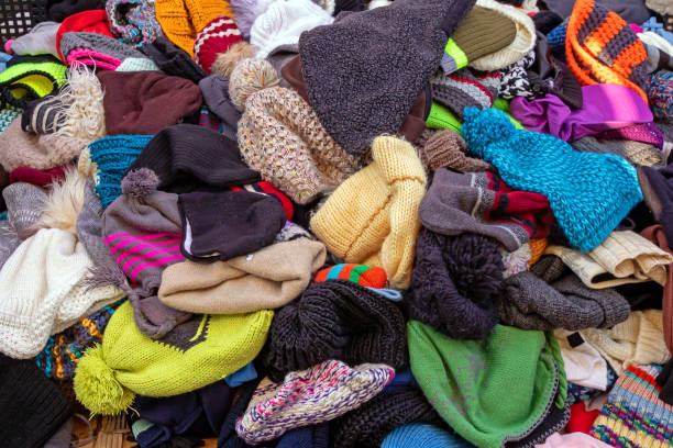 istock Large pile of winter woolen hats 1363848250
