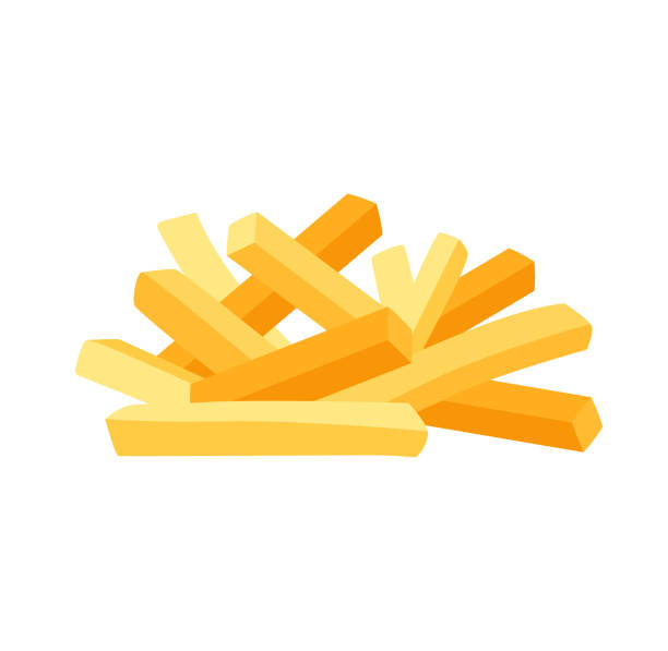 French Fries concept French Fries concept. Colorful sticker with fried vegetable sticks. Delicious fast food. Design element for posters and websites. Cartoon flat vector illustration isolated on white background french fries stock illustrations