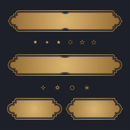 Set of Gold premium label. luxury frame template. Vector illustration