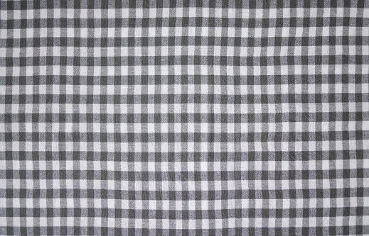 Istanbul, Turkey-January 7, 2022: Dark gray and white gingham linen cloth. Shot with Canon EOS R5.