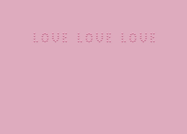 Valentine day background pattern of many different  textile hearts, constituting the word Love on pink soft background. Copy space.